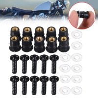 Bộ vít kính chắn gió xe máy M5 x 16 mm màu đen kèm đai ốc cao su M5 và vòng đệm neoprene 5 mm