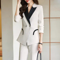 Tesco Women's Autumn Suit Contrast Patchwork Color Blazer Suit For Lady Formal Business Suits for Women Wear blazer mujer