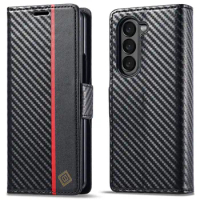 For Samsung Galaxy Z Fold 5 5G Carbon Fiber Leather Case With Stand Card Slot Leather Case For Samsung Galaxy Z Fold 4 3 5G