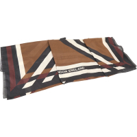 BURBERRY 幾何格紋純棉黑咖色方形圍巾披肩(140x140)