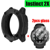 Fit for Garmin Instinct 2X Case Smart watch TPU Soft Protective Bumper Cover Screen Protector Dust Plug