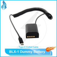 Type-C USB-C Type C BLX-1 BLX 1 DC Coupler BLX1 Dummy Battery Coiled Wire Spring Cable for Olympus OM1 OM-1 Micro SLR Camera