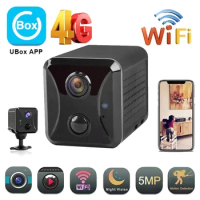 Ubox 4G SIM Card Mini Camera PIR Human Detection Voice Intercom 5MP HD WiFi Camera CCTV Home Surveillance Security Camcorder