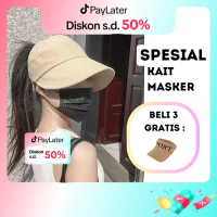 ALUNAR Topi Kait Masker Hijab Cepol Half Pantai Wanita Korea Bucket Half Pelindung Anti UV Visor Fas