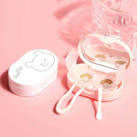 Sealed Lovely Press Candy Color Rectangle Mini Bear Storage Eye Care Contact Lens Container Lenses Box Contact Lens Case