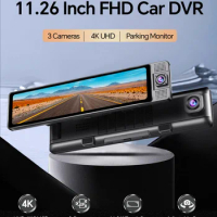 OBDPEAK 3 Camera Dash Cam 4K Car DVR Front Inside Rear 1080P GPS Tracking Night Vision Video Registrator Dashcam Parking Monitor