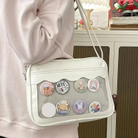 Japanese Harajuku Ita Bag for Women PU Transparent Pocket Itabag High School Girls Uniform JK Crossb