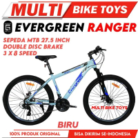 Sepeda gunung MTB 27.5 INCH Evergreen 545 frame inner cable 24 speed rem disc brake - Biru