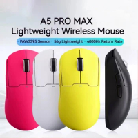Mchose A5 Pro Max Gamer Mouse Paw3395 4k Receiver Three Mode 2.4g Wireless Bluetooth Wired Lightweight 26000DPI Pc Office Gift