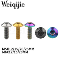 Weiqijie 6pcs Titanium Bolt M5X12/15/20/25mm / M6x12/15/20mm Torx Head Screw for Bike Accessory Fasteners
