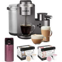 Keurig K-Cafe Special Edition Coffee Maker with Latte and Cappuccino Functionality (Nickel) Bundle with Donut Shop and Italian M