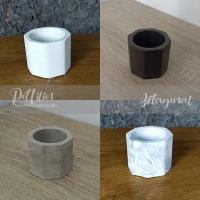 Pot mini semen Handmade Bentuk Oktagonal hitam  plastik Tanaman Minimalis