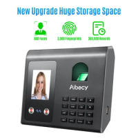 Aibecy Intelligent Attendance Machine Face Fingerprint Password Recognition Mix Biometric Time Clock for Employees with Voice