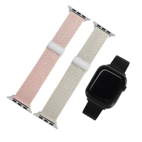 Apple Watch 全系列通用錶帶 蘋果手錶替用錶帶 磁吸彎折扣 編織尼龍錶帶-黑/灰白/粉色