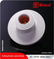 Broco Fitting Plafon Besar Lux Gracio 12101 Putih Original - Piting Lampu Gantung Bulat Dudukan E27