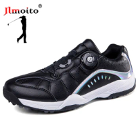 Men Waterproof Golf Shoes Quick Lacing Tennis Shoes Mens Non-slip Golf Sneakers Breathable Spikeless Golf Training Sports Shoes