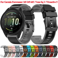 20mm Silicone Watch Band For Garmin Forerunner 165 245 645 Music 55 Strap For Vivoactive 3 5 Venu Sq 2 Music Bracelet correa