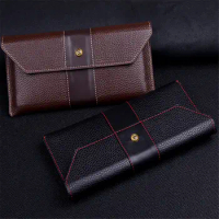 Genuine Cowhide Leather Wallet Case For Honor Magic V2 Card Pocket Business Cover