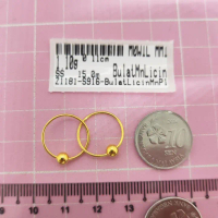 Emas 916,Subang Bulat Licin Mn Plain 1.5cm Design:1181<M0W1L>S916B(M9)-Size: 0.11cm