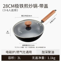 全城熱賣 - 平底鍋家用煎餅牛排不粘鍋電磁爐燃氣專用無氟塗層極鐵煎鍋（平行進口）