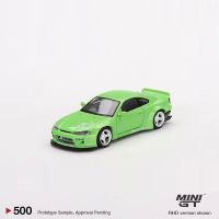 Mini GT 1:64 Mô hình xe SILVIA pandem (S15) hợp kim đúc xe-màu xanh lá cây #500 rhd
