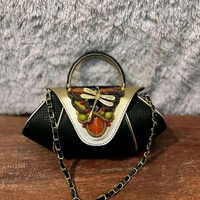 Tas mini kecapung kulit ular python Hitam
