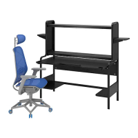 FREDDE/STYRSPEL 電競桌/椅, 黑色 藍色/淺灰色