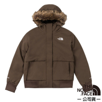 【The North Face】女 DRYVENT 保暖防風防水透氣連帽羽絨外套(亞洲版型).大衣.夾克_83SV-1OI 棕色