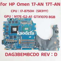 DAG3BEMBCD0 Mainboard For HP Omen 17-AN 17T-AN Laptop Motherboard CPU: I7-8750H SR3YY GPU:N17E-G2-A1 GTX1070 8GB DDR4 Test OK