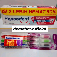 Pepsodent jumbo 225 gr + 3 sikat gigi odol pasta gifi