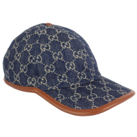 GUCCI 古馳  GG 藍色牛仔布棒球帽-M