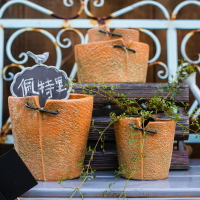 掬涵縫合紅粗陶瓷大花盆小花器創意個性復古北歐盆栽室內雜貨花園