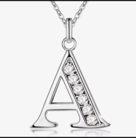 KALUNG TITANIUM LIONTIN HURUF ABJAD KALUNG TITANIUM SILVER HURUF A SAMPAI Z ANTI KARAT Bandul Wanita