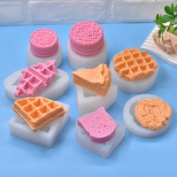 DIY Simulation Waffle Candle Silicone Mold Fondant Cake Decor Tool Plaster Aromatherapy Soap Chocolate mochi squishy toy mould