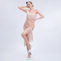 Sequin DressThe Great Gatsby 1920s Flapper Retro Fringe Dress Wedding Cocktail Party Prom Mid Length Evening Dress