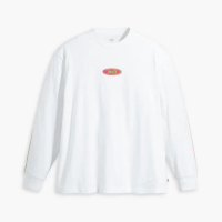 【LEVIS 官方旗艦】男款 寬鬆版長袖T恤 / Y2K復古Logo X 側邊條 白 熱賣單品 A6145-0001