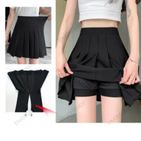 Invisible Open Crotch Outdoor Sex Pleated Skirt Elastic Women‘s High Waist Stretch Skort Short Skirt Drape A- Line Mini Skirt