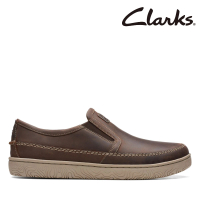 Clarks 男鞋 Hodson Step 簡約質感縫線設計彈性大底便鞋 懶人鞋 輕便鞋 休閒鞋(CLM72158C)