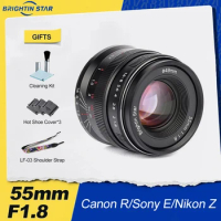 Brightin Star 55mm F1.8 Large Aperture Full Frame Camera Lens For Sony E A6000 a7miv A6300 Nikon Z Z5 Z6 Z7 z8 Canon RF R5 R6 R7