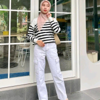Celana Cargo | celana putih jeans | Celana jeans | celana premium | kukot putih | kulot jeans putih