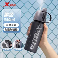 特步tritan運動水壺噴霧水杯夏日男外出便-【550ml/噴霧水杯】 升級款進口Tritan材質-暗夜黑 均碼-款式2