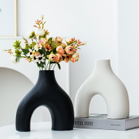 花瓶 北歐現代簡約陶瓷花瓶擺件 樣板間客廳餐桌干花插花軟裝飾品擺設【HZ64713】