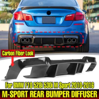 F10 Car Rear Bumper Diffuser Lip W/ Led Brake Light For BMW F10 528i 530i M Sport 2010-2016 Rear Bumper Lip Splitter Body Kit