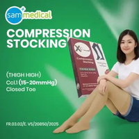 Xto-Med CCL1 15-20mmHg Stocking Varises Compression Close Toe Paha - Beige / Stoking kompressi Varis