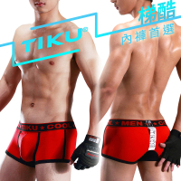 【TIKU 梯酷】拳擊運動風 透氣棉質彈性 平口男內褲 -紅黑(RC1241)