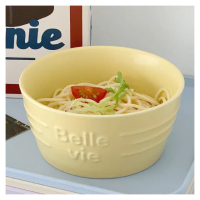【質感餐具】ins韓系簡約奶油風字母陶瓷碗(沙拉碗 泡麵碗 飯碗 早餐杯 大容量 餐碗 廚房 餐桌 環保)