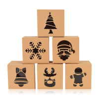 5pcs Christmas Kraft Paper Cookie Gift Boxes Candy Box Bags Food Packaging Box Christmas Party Kids Gift New Year Navidad 2021
