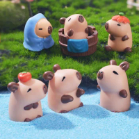 7pcs/Set Capybara Figurine Animals Simulation Mini Capibara Action Figures Doll Children Birthday Christmas Gift