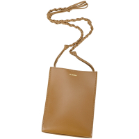 JIL SANDER Tangle 小牛皮編織皮繩斜背手機包(棕色)