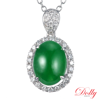 【DOLLY】14K金 緬甸冰種老坑綠A貨翡翠鑽石項鍊